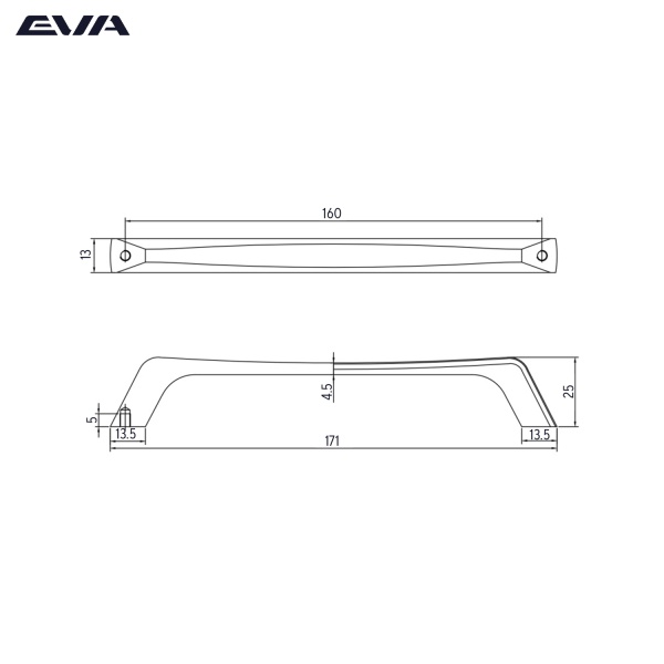 Ручка-скоба мебельная EVA CLASSIC 160 мм цвет хром PC фото