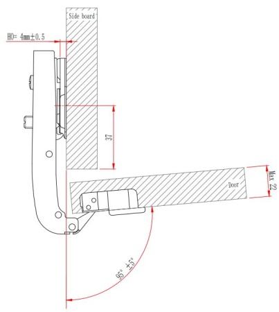 Петля с амортизатором EVA Advance soft, под фальшпанель дл.плечо, (180/95), 48мм фото