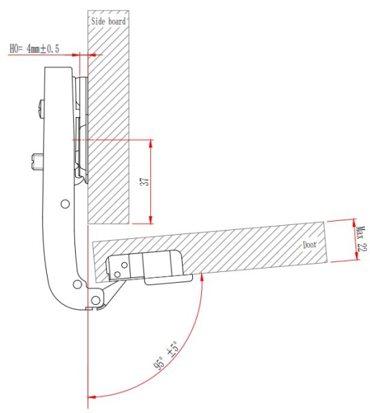 Петля с амортизатором EVA Advance soft, под фальшпанель дл.плечо, (180/95), 48мм фото