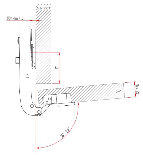 Петля без амортизатора EVA Advance, под фальшпанель дл.плечо, (180/95), 48мм фото