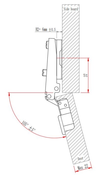 Петля с монт. планкой EVA Industrial, накладная, (90/105), 48мм фото