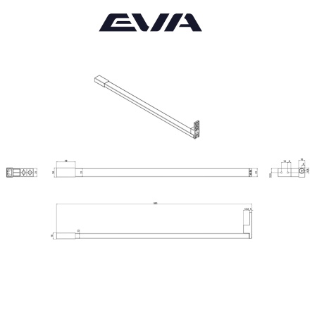 Комплект прямоугольных рейлингов для ящиков EVA Slimbox L=500, белый фото