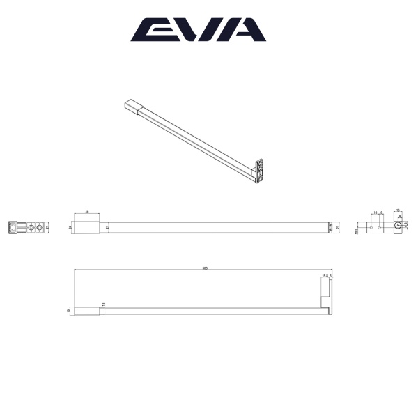 Комплект прямоугольных рейлингов для ящиков EVA Slimbox L=500, графит фото