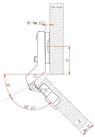 Петля с монт. планкой EVA Industrial, угловая, (30/95), 48мм фото