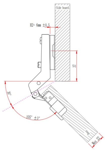 Петля с монт. планкой EVA Industrial, угловая, (30/95), 48мм фото