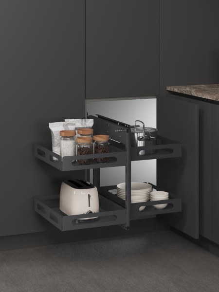 Механизм для углового корпуса кухни EVA Dark Side 900-1000 мм цвет графит фото