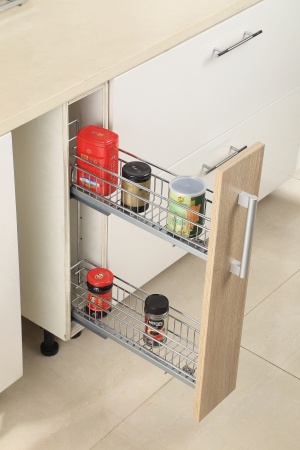 Двухуровневая корзина EVA Light Side, в базу 200мм, плав.закрывание, левая, хром фото