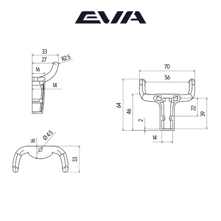 Крючок двухрожковый EVA BULL / латунь шлифованная матовая BB  фото