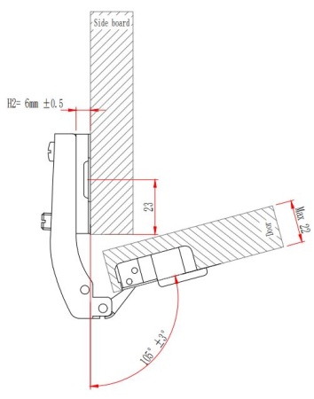Петля с монт. планкой EVA Industrial, под фальшпанель кор.плечо, (180/95), 48мм фото