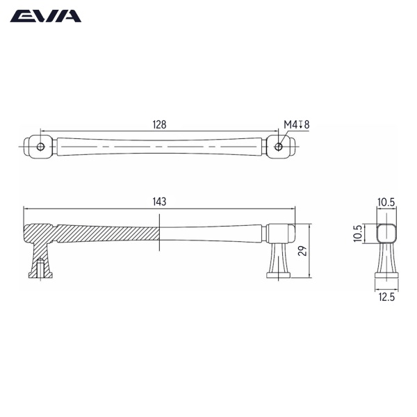 Ручка-скоба EVA AMPIR / 128мм бронза состаренная ABV фото