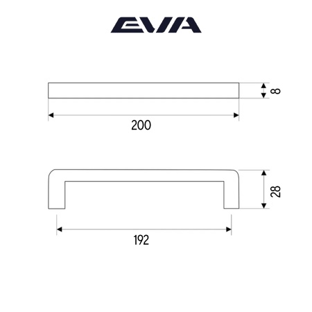 Ручка-скоба мебельная EVA BASIC 192 мм цвет черный матовый BLmatt фото