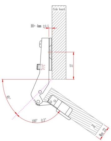 Петля с монт. планкой EVA Industrial, угловая, (45/95), 48мм фото