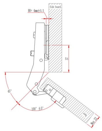 Петля с амортизатором EVA Advance soft, угловая, (45/95), 48мм, черный никель фото