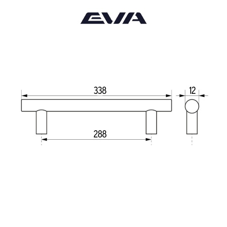 Ручка-рейлинг EVA TUBE-12 / 288мм (L=338мм) черный матовый BLmatt фото
