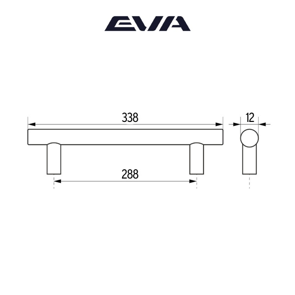 Ручка-рейлинг EVA TUBE-12 / 288мм (L=338мм) черный матовый BLmatt фото