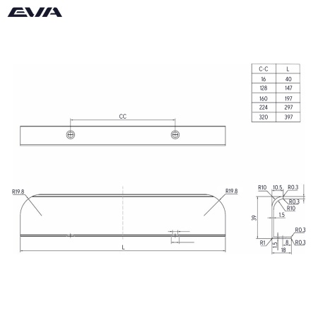 Ручка торцевая EVA BALANCE / 320мм (L=397мм) золото матовое CHG фото