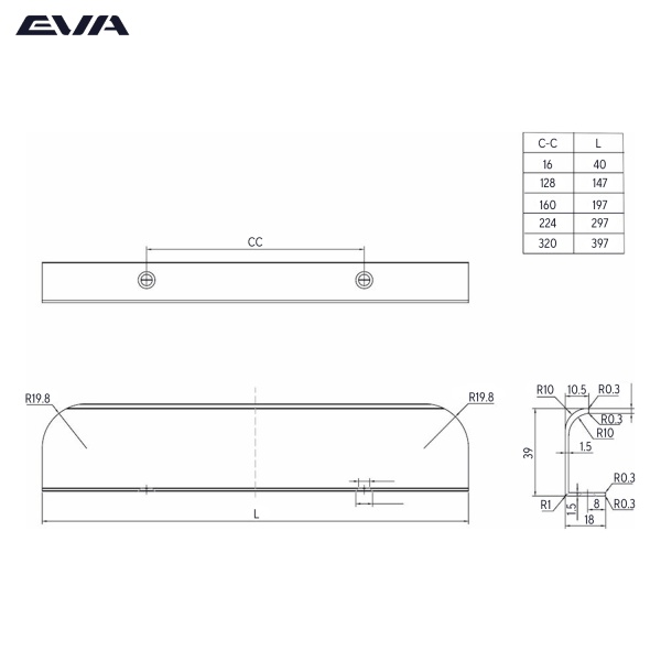Ручка торцевая EVA BALANCE / 16мм (L=40мм) золото матовое CHG фото