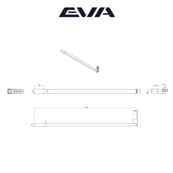 Комплект прямоугольных рейлингов для ящиков EVA Slimbox L=450, графит фото