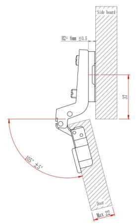 Петля с монт. планкой EVA Industrial, вкладная, (90/105), 48мм фото