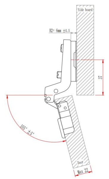 Петля с монт. планкой EVA Industrial, вкладная, (90/105), 48мм фото