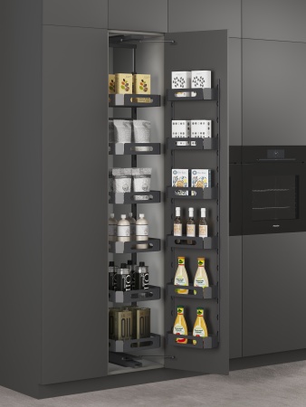 Выдвижная колонна EVA Dark Side, 6+6 полок, в базу 450мм, плав.закрывание, H=1920-2220, графит фото