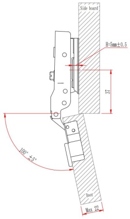 Петля с амортизатором EVA Advance soft 2way, полунакладная, (90/105), 48мм фото