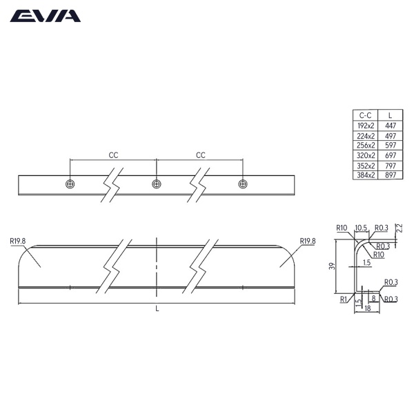 Ручка торцевая EVA BALANCE / 640мм (L=697мм) алюминий матовый ANOD фото