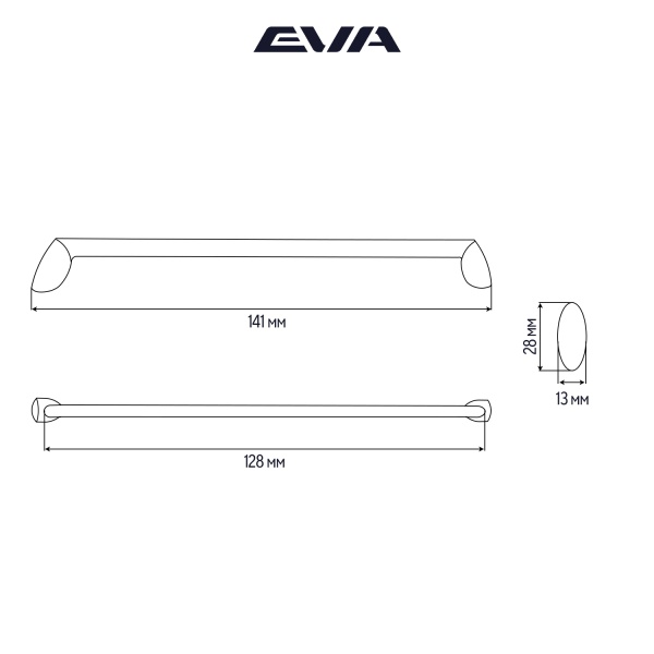 Ручка-скоба мебельная EVA ART 128 мм цвет хром PC фото