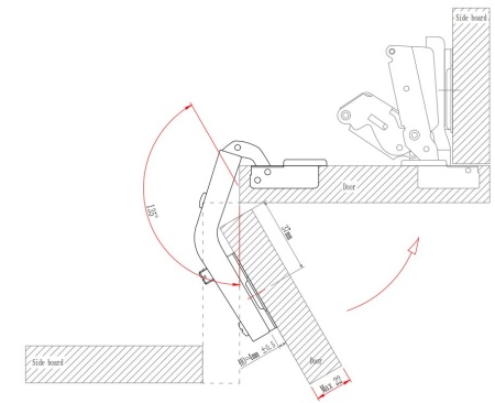Петля с монт. планкой EVA Industrial, угловая, (270), 48мм фото
