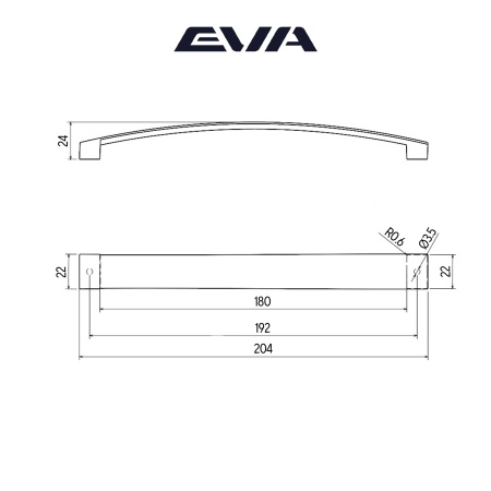 Ручка-скоба EVA ARC / 192мм черный матовый Blmatt фото
