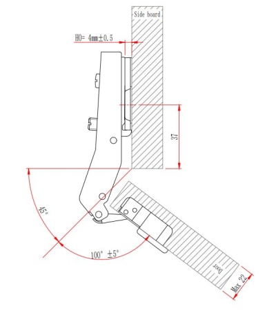 Петля с амортизатором EVA Advance soft, угловая, (45/95), 48мм фото