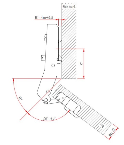 Петля с амортизатором EVA Advance soft, угловая, (45/95), 48мм фото