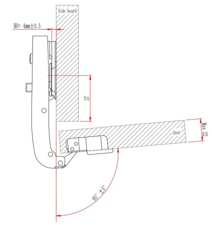 Петля с амортизатором EVA Advance soft, под фальшпанель дл.плечо, (180/95), 48мм, черный никель фото