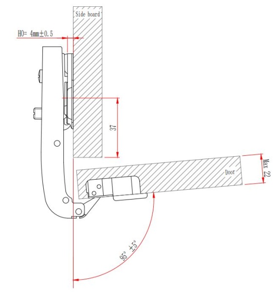 Петля с амортизатором EVA Advance soft, под фальшпанель дл.плечо, (180/95), 48мм, черный никель фото