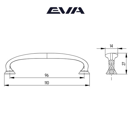 Ручка-скоба EVA RUSTIC /  96мм черный матовый BLmatt фото