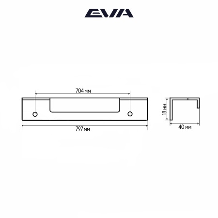 Ручка торцевая EVA SCANDI / 704мм (L=797мм) черный матовый BLA фото
