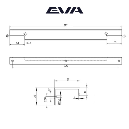 Ручка торцевая EVA TOTAL / 320мм (L=397мм) черный матовый BLA фото