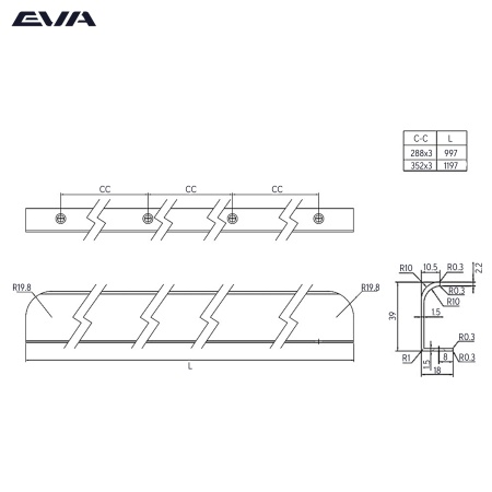 Ручка торцевая EVA BALANCE / 864мм (L=997мм) черный матовый MBA фото