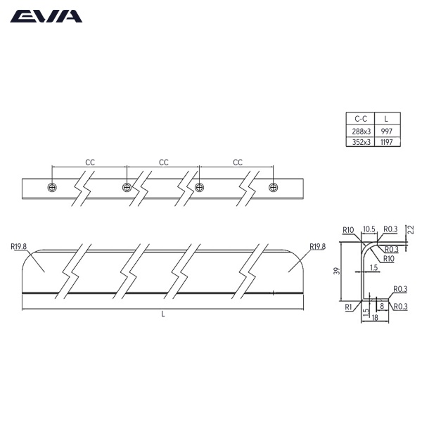 Ручка торцевая EVA BALANCE / 864мм (L=997мм) белый матовый WTA фото