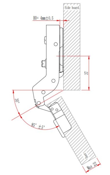 Петля с амортизатором EVA Advance soft, угловая, (30/95), 48мм фото