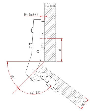 Петля без амортизатора EVA Advance, угловая, (45/95), 48мм фото